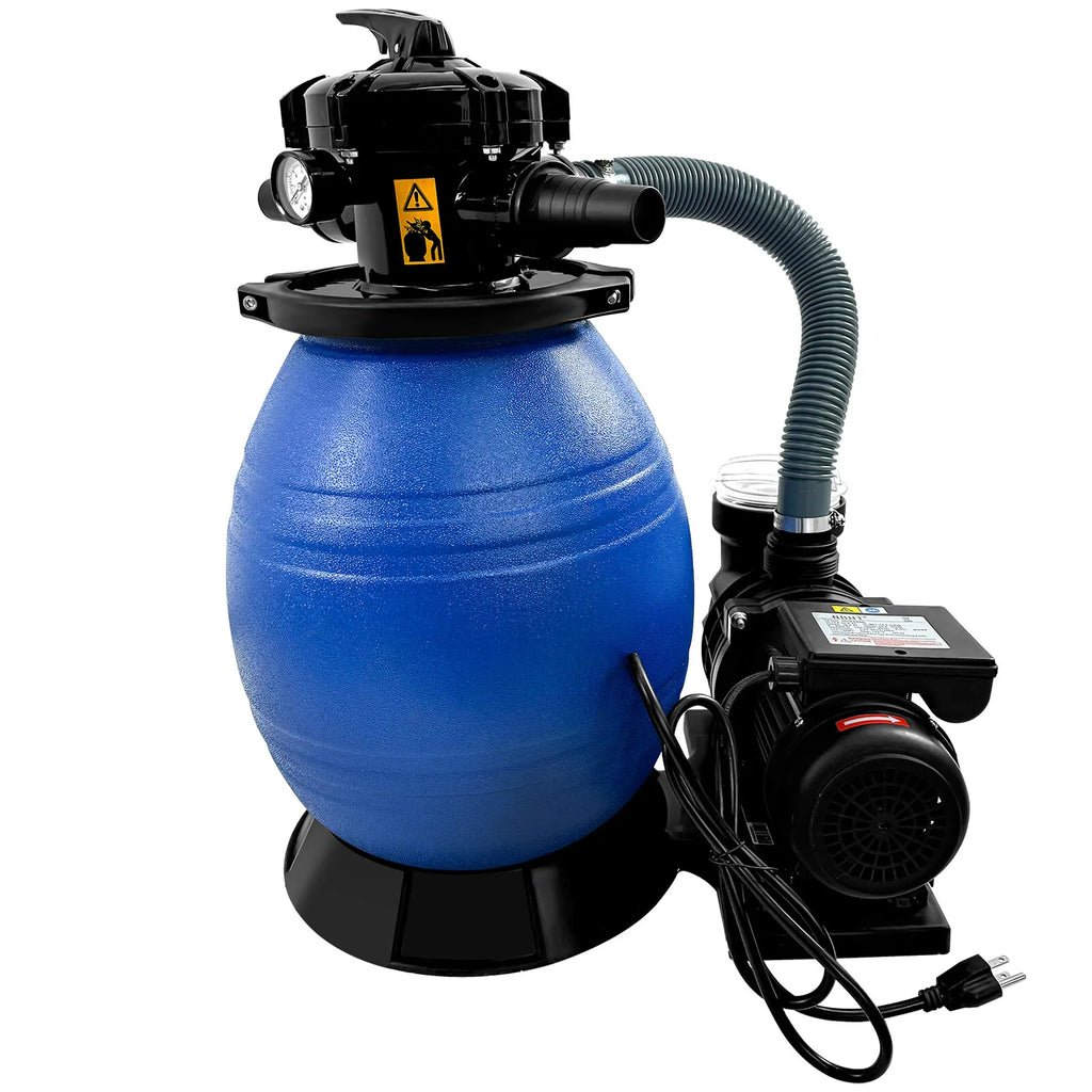 JSTUOKE 13" Pool Sand Filter, 6 Way Valve High-Flo Sand Filter Pump System w/ 3/4HP Pool Pump, Filter up to 10,000GAL Above Ground Swimming Pool