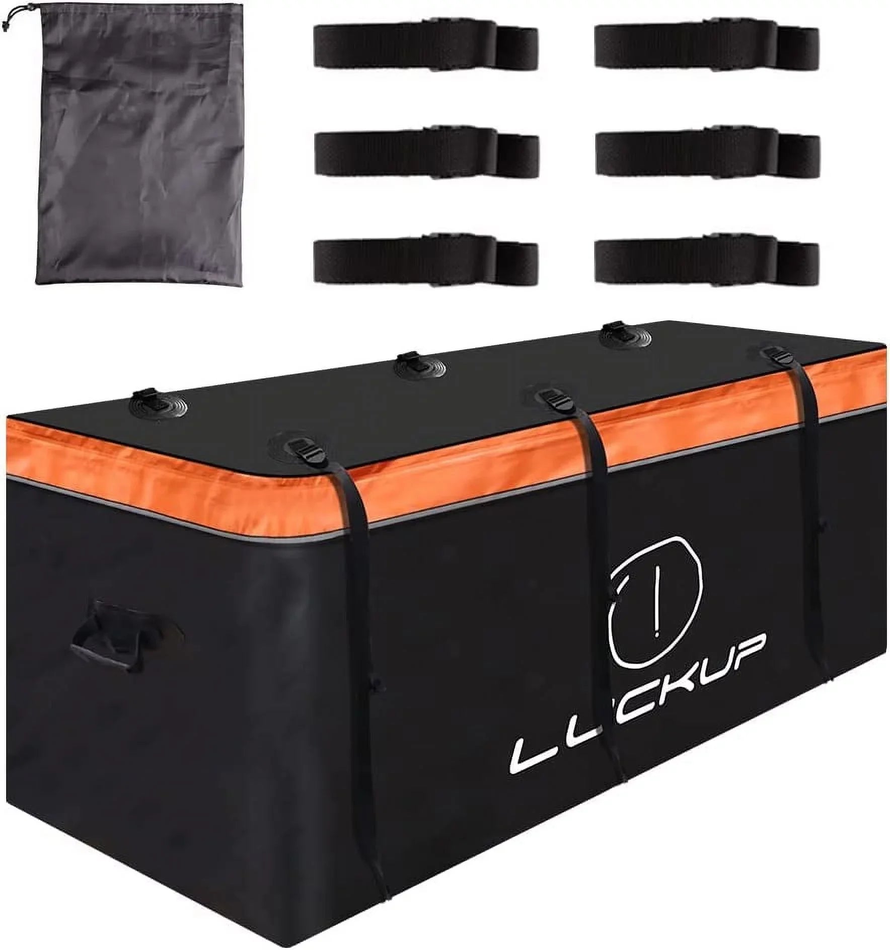 LUCKUP Trailer Hitch Cargo Bag Hitch Cargo Carrier Bag 20 Cubic Feet 100% Fluid Include 6 Reinforced Straps Reflective Strip Design, Fits All Vehicles with Steel Cargo Basket, 59Lx24Wx24H,560L