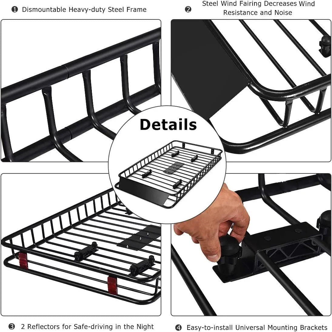 64" x 39”x 6” Roof Rack Cargo Basket with Extension, Universal Rooftop Cargo Carrier with 150lb Capacity, Car Top Luggage Holder Carrier for SUV, Truck