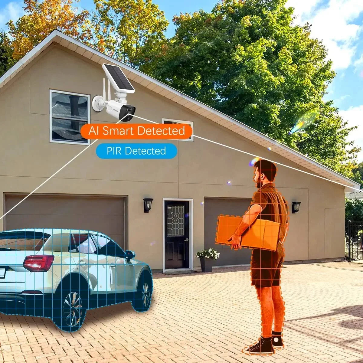 {100% Wireless Solar Security Camera System}, 6pcs 2K 3.0MP solar cameras with 8-channel NVR, Wire-free Home Surveillance system, 2TB Hard Drive pre-installed by OOSSXX