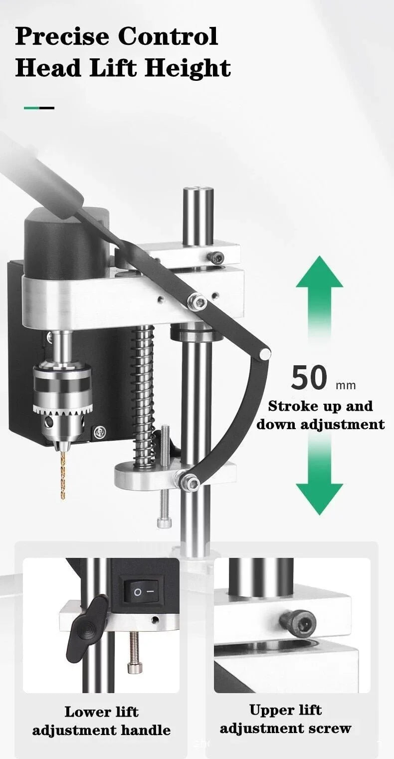 CJC Motor Desktop Bench Drill, Wood Jewelry Metal Plastic Procession, 7-Speed Adjustable Punching Machine