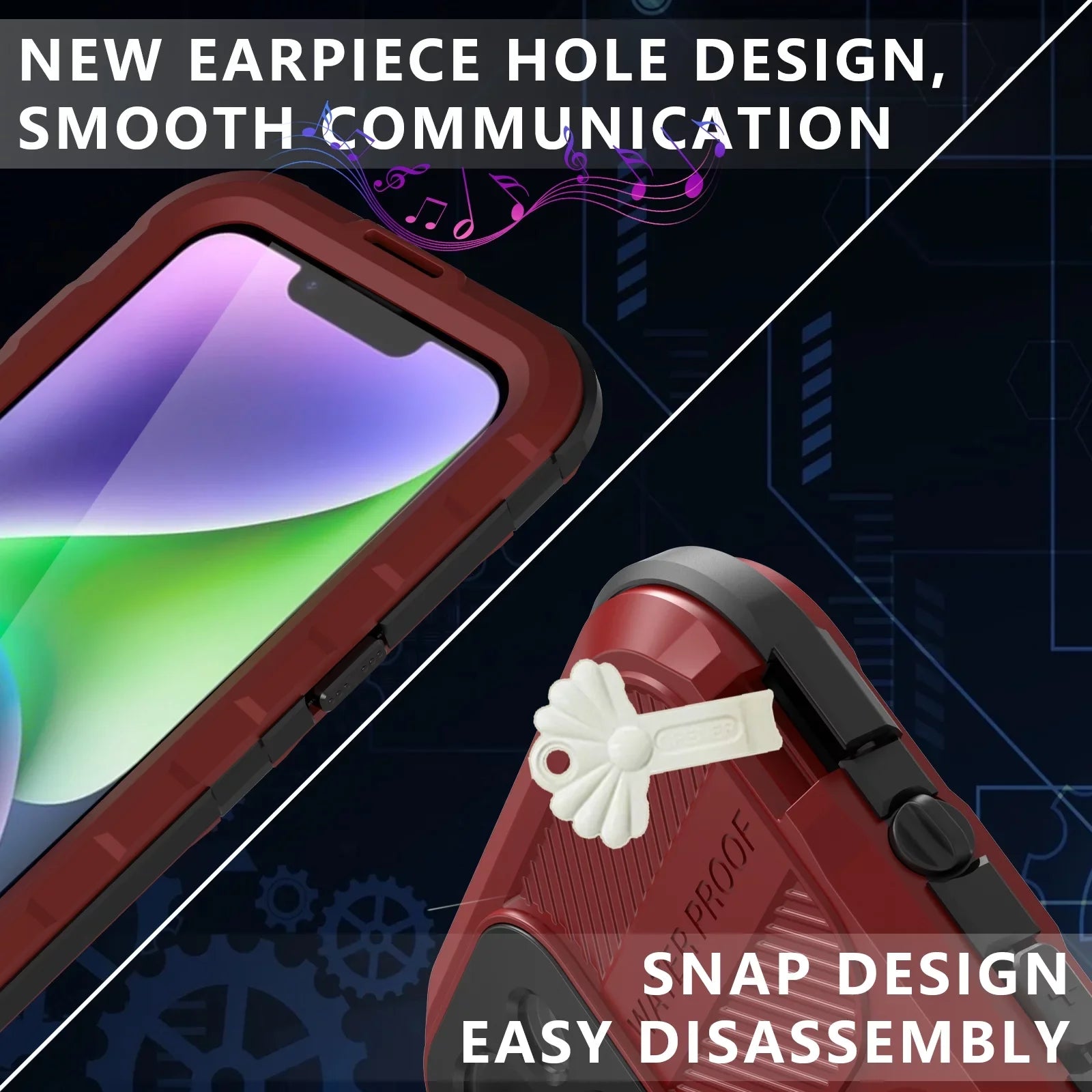 for iPhone 14 Plus Case Liquid Shockproof Dustproof Full-Body Sturdy with Camera Lens Protection and Built-in Monitor Fluid Full Sealed Cover for iPhone 14 Plus, Red