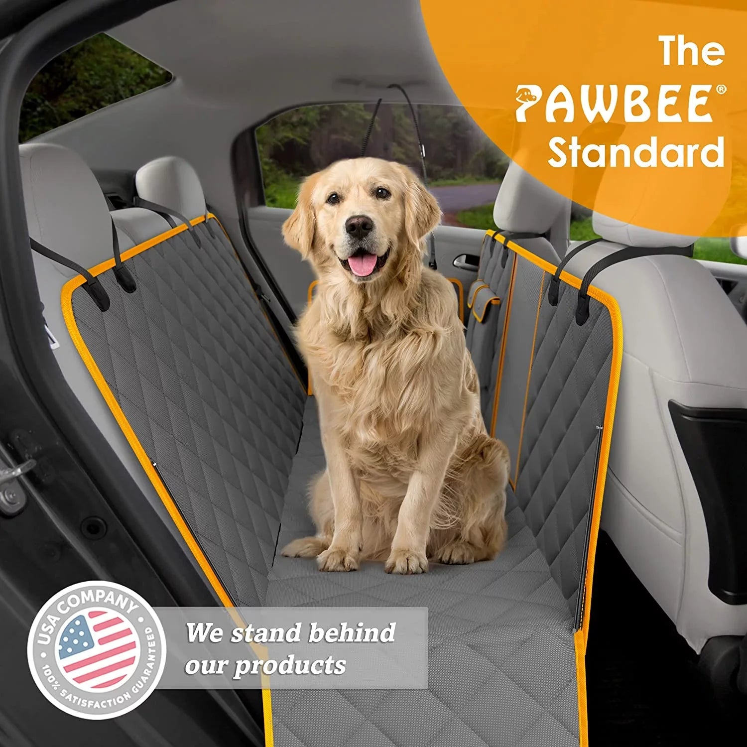 PAWBEE Dog Car Seat Cover – Nonslip & Scratchproof Dog Seat Covers for Cars – Liquid Car Seat Covers for Dogs with Bonus Car Seat Belt – SUV, Trucks & Car Hammock for Dogs with Front Mesh Window