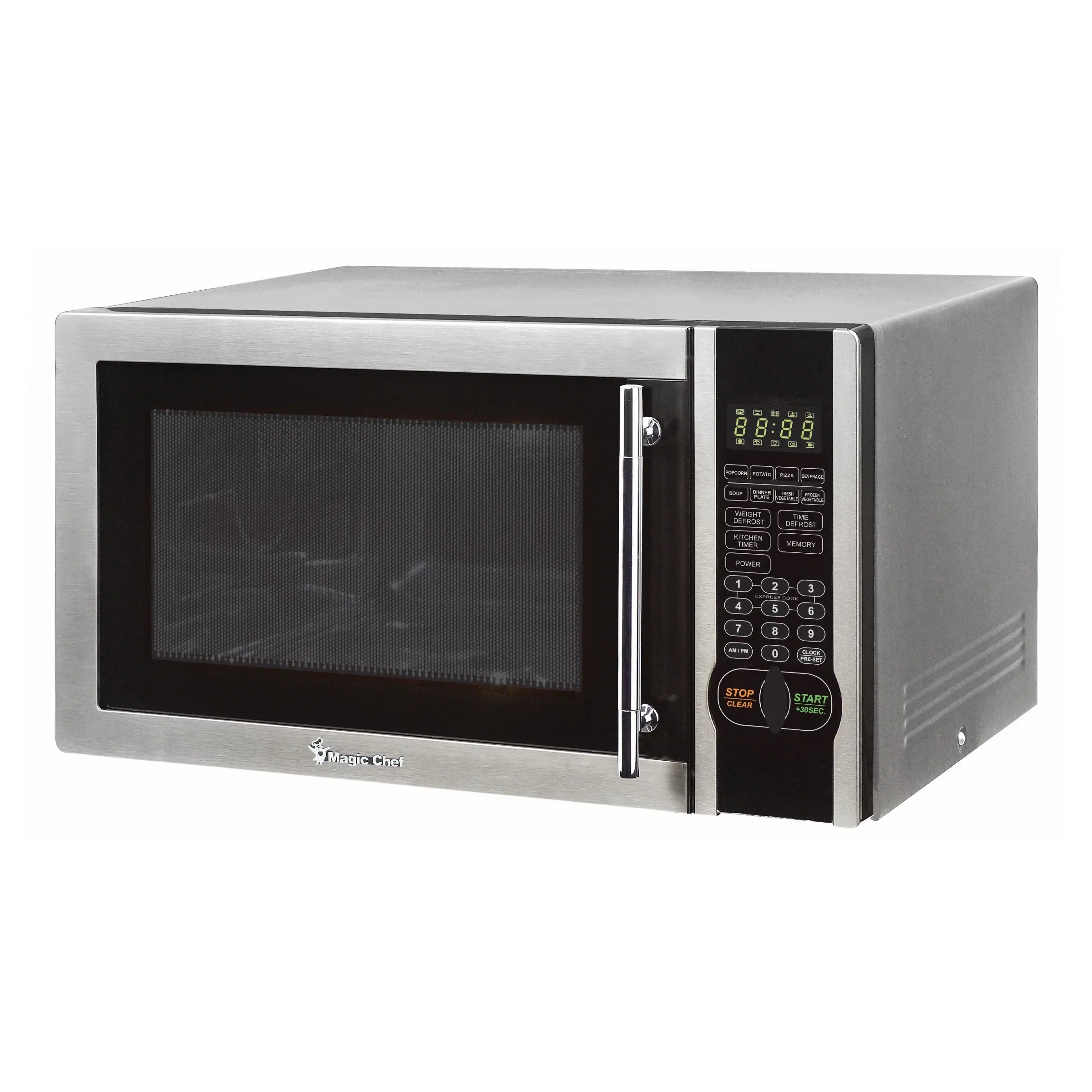 Magic Chef New1.1- Cu. ft. 1000W Countertop Microwave Oven with Stylish Door Handle, Stainless Steel