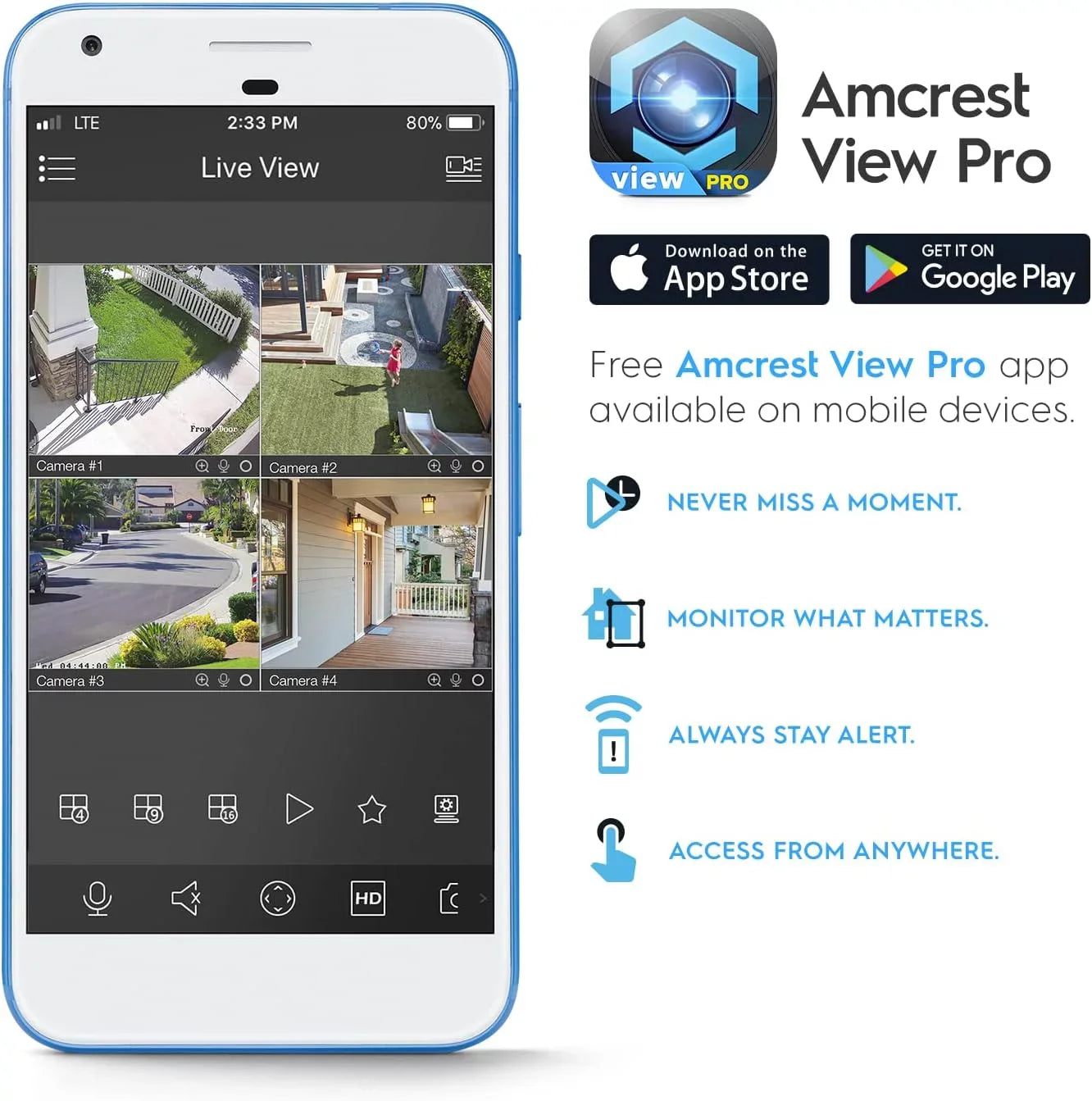 Amcrest AI Turret IP PoE Camera w/ 164ft Nightvision, Security IP Camera Outdoor, Built-in Microphone, Human & Vehicle Detection, 129° FOV, 5MP@20fps IP5M-T1277EW-AI