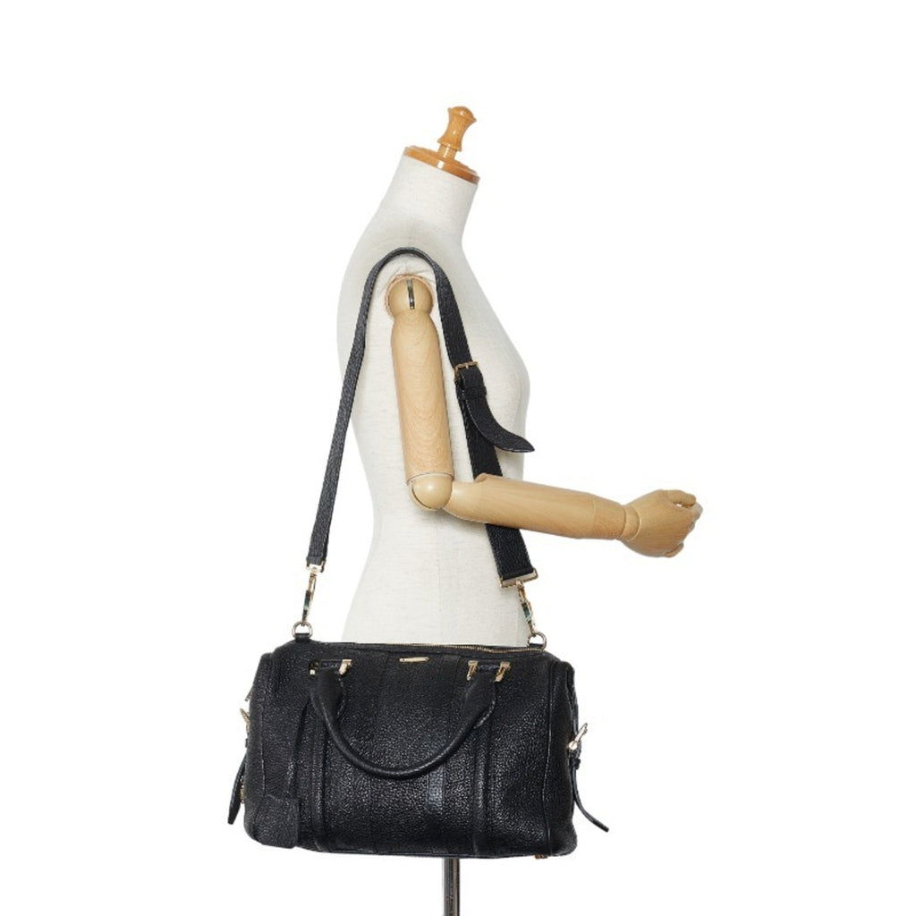 Pre-Owned Burberry Side Belt Metal Handbag Shoulder Bag Black Grain Calf Leather Women's BURBERRY (Good)