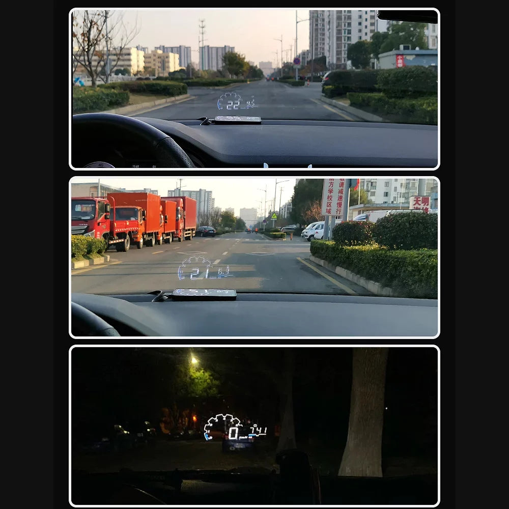 Apexeon Car Head Up Projector, Digital Speedometer Display with Voltage and Oil Consumption , Liquid Temperature Gauge, Total Driving Time ， Optimize Your Driving Functionality
