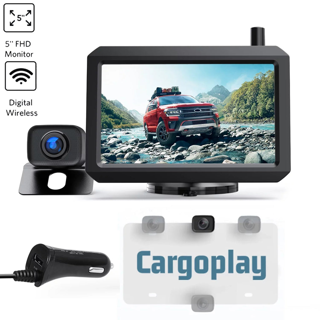 Digital Wireless Rear View Camera with 5″ HD Monitor, Wireless Backup Camera System Fluid Reverse Camera for Trucks Under 33FT