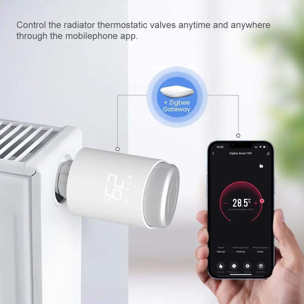 Tomshoo Thermostatic Radiator Valves Chipset Wireless Mobilephone App Control Home Heating Thermostat Temperature Controller Radiator Thermostat Compatible with Home