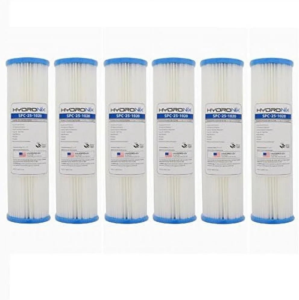 20 Micron Standard 10 Inch Pleated Sediment Filter 6 Pack