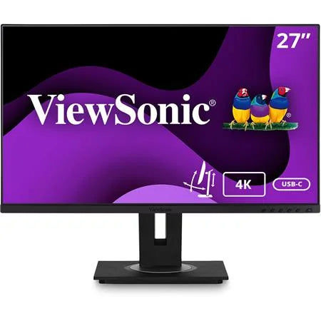 ViewSonic VG2756-4K 27 Inch IPS 4K Docking Monitor with Integrated USB C 3.2, RJ45, HDMI, Display Port and 40 Degree Tilt Ergonomics for Home and Office