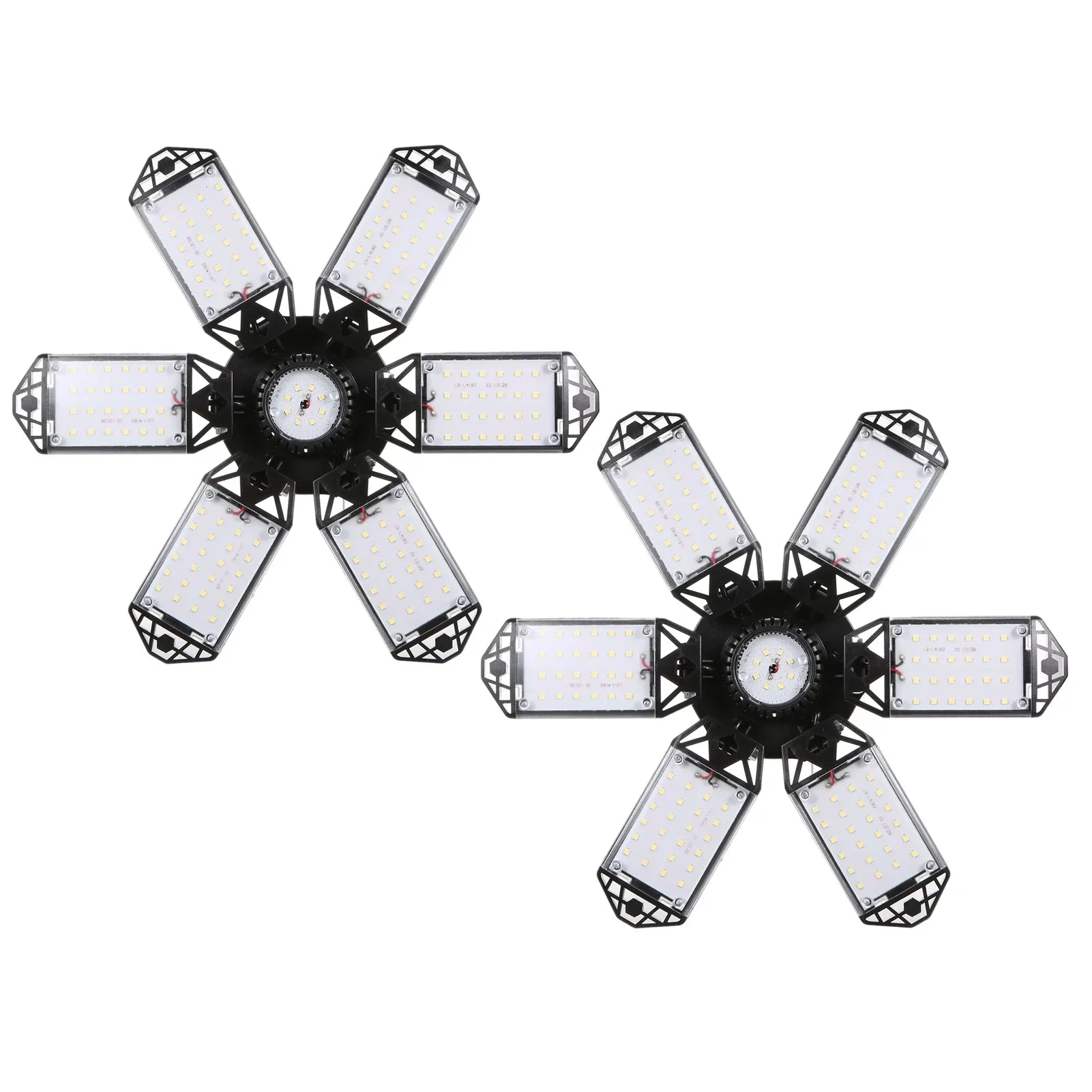 Neoglint 2PCS A C85-265V 160W 152LEDs Garage Light with 6 Adjustable Panels Deformable Folding Foldable Ceiling Lamp E26/E27 Base Socket Holder for Garage Warehouse Workshop Basement Gym Kit