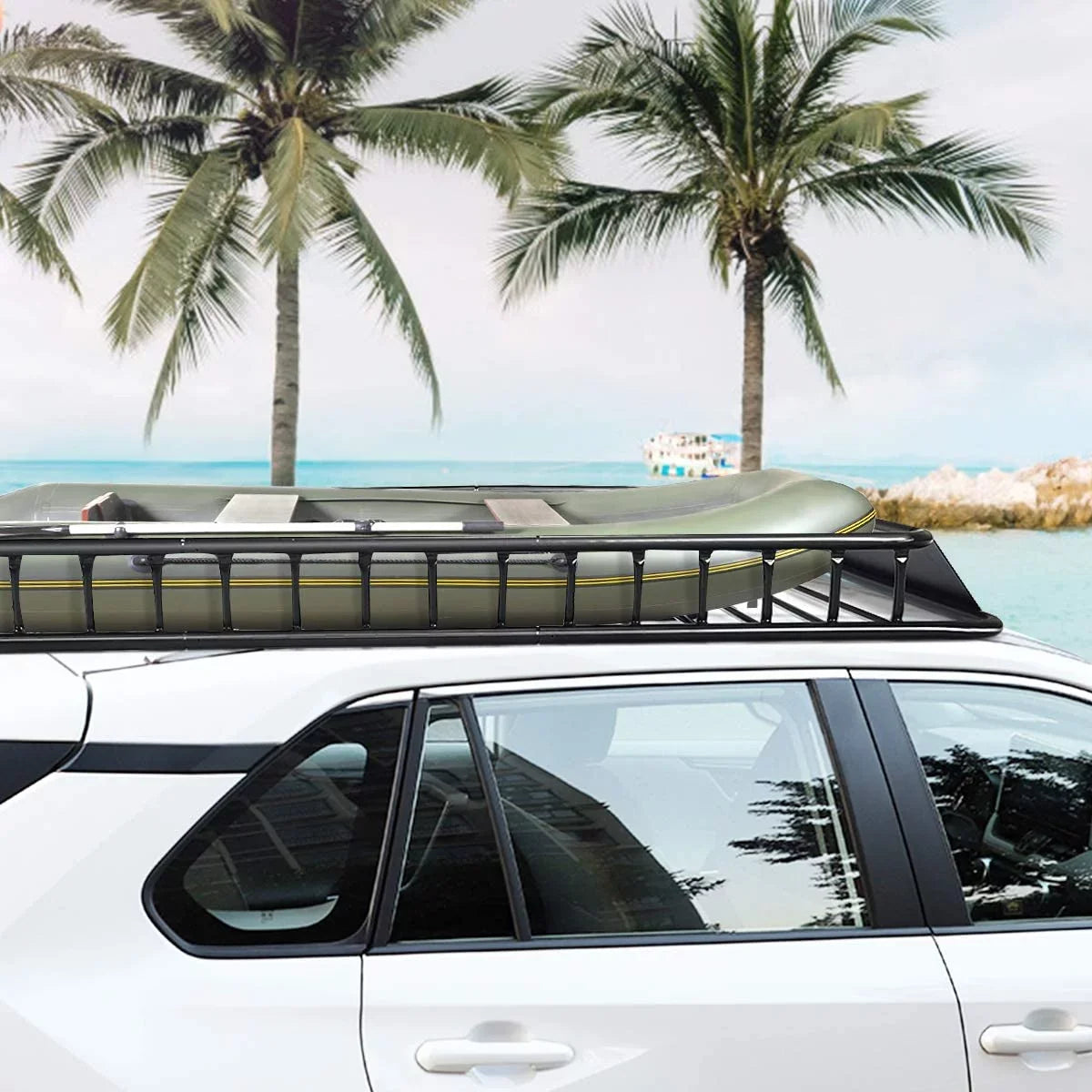 64" x 39”x 6” Roof Rack Cargo Basket with Extension, Universal Rooftop Cargo Carrier with 150lb Capacity, Car Top Luggage Holder Carrier for SUV, Truck
