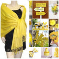 Set of 10 Yellow Pashmina Scarf Shawl, Bridesmaid Shawl, Bridal Wrap, Wedding Shawl