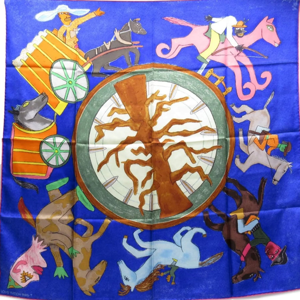 Pre-Owned Louis Vuitton Scarf William Wilson Blue Estimated Silk (Good)