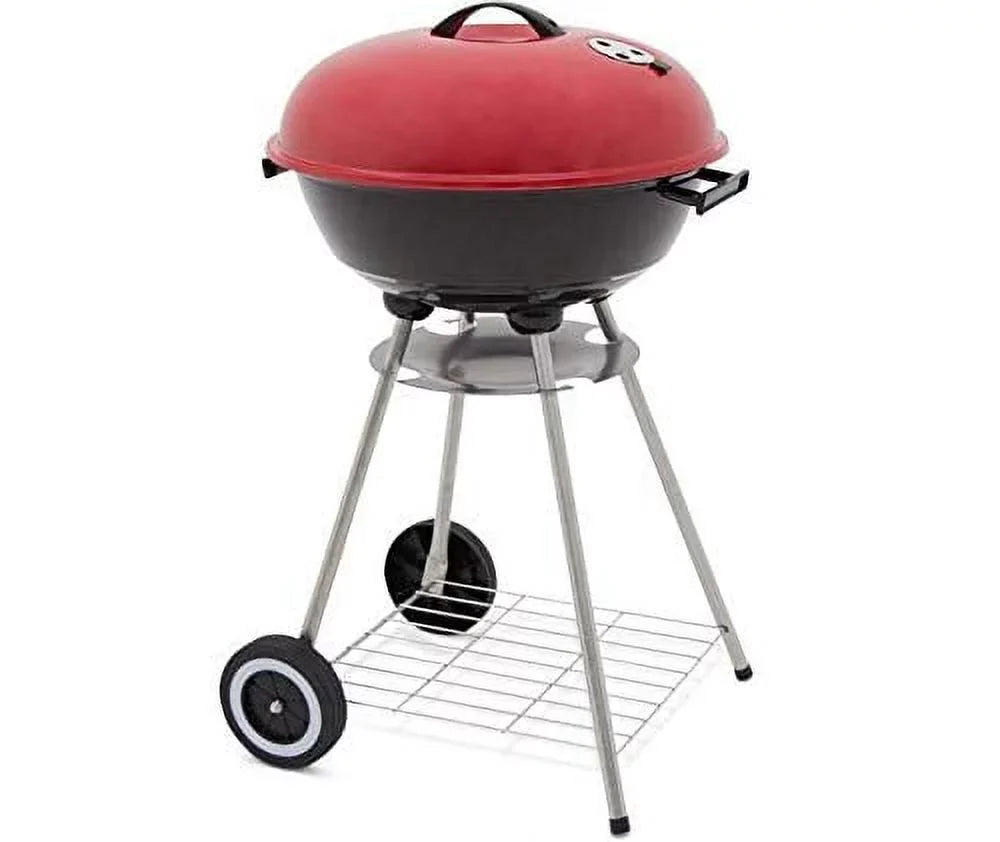 alp Classic Large 18x31 Charcoal Barbecue Grill Portable BBQ Heavy Steel W/Wheels Legs Ash Catcher Red/Black Color