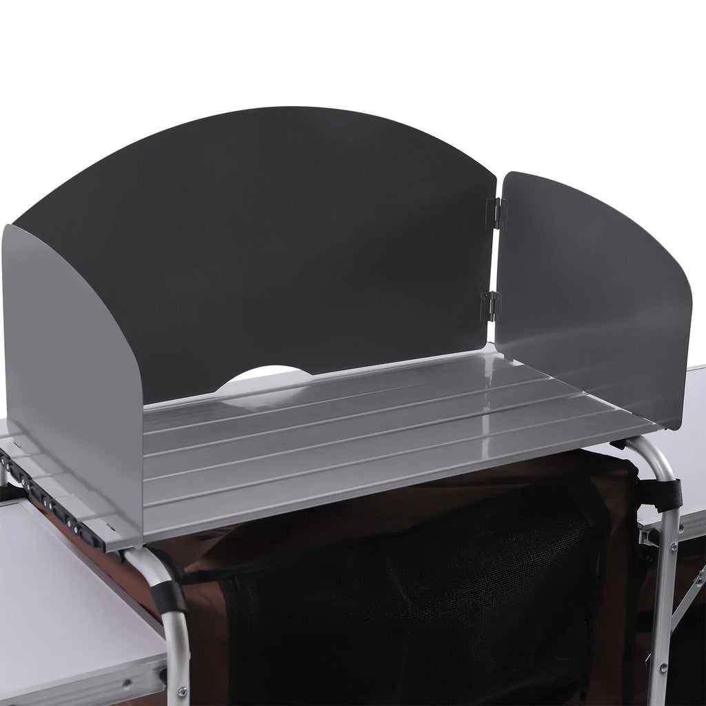 FETCOI Portable Foldable Camping Kitchen Station Folding Grill Table W/ Tabletop