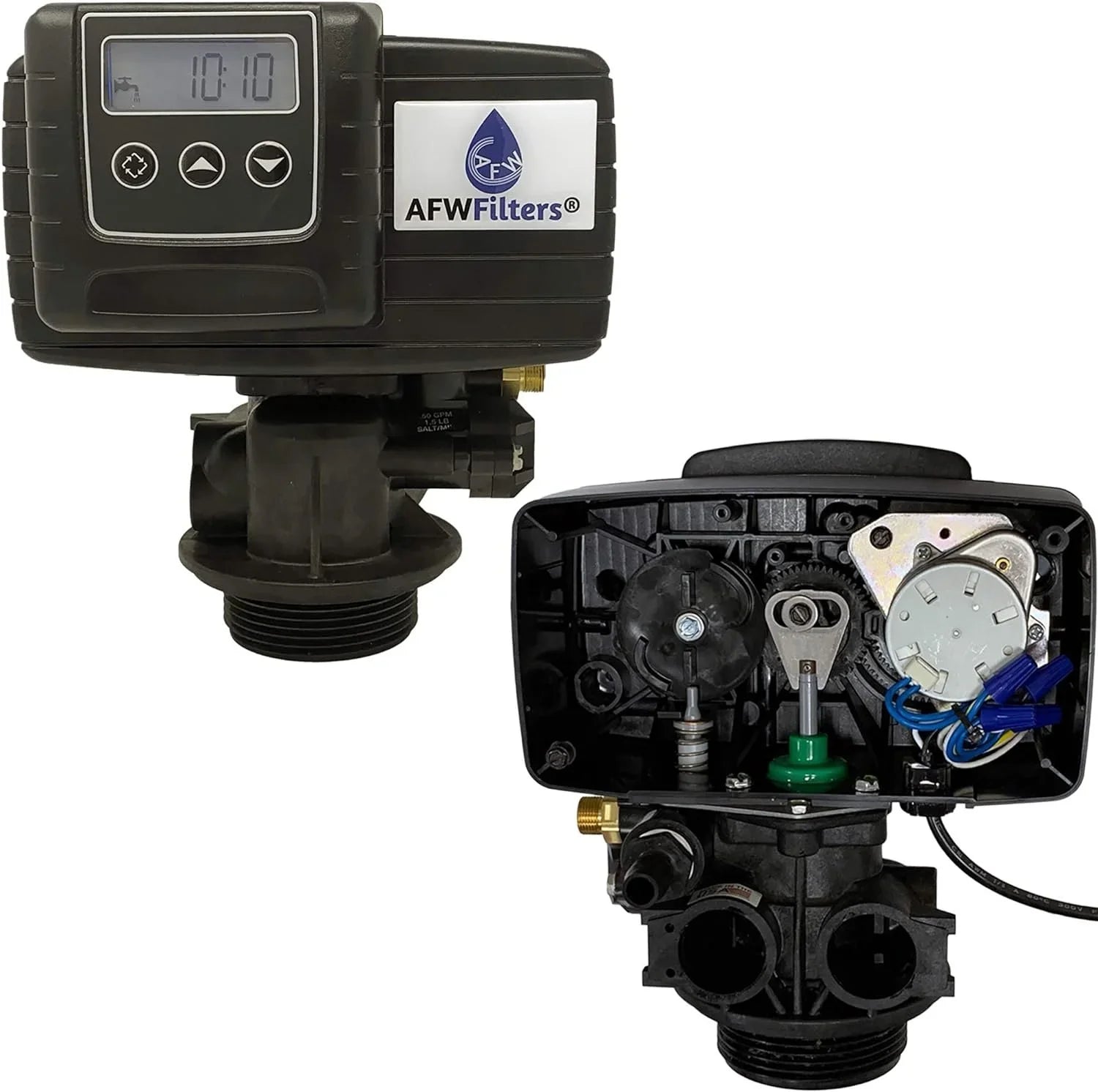 AFWFilters 2 cubic Foot 64k Whole Home Iron Pro Liquid Softener with Fine Mesh Resin, 3/4" Stainless Steel FNPT Connection, and Almond Tanks