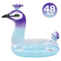 Ionale 48 Inches Inflatable Glitter Swimming Pool Toys Peacock Designed with Fast Valves Summer Fun Beach Party Lounge Raft Decorative Fluid Game for Kids