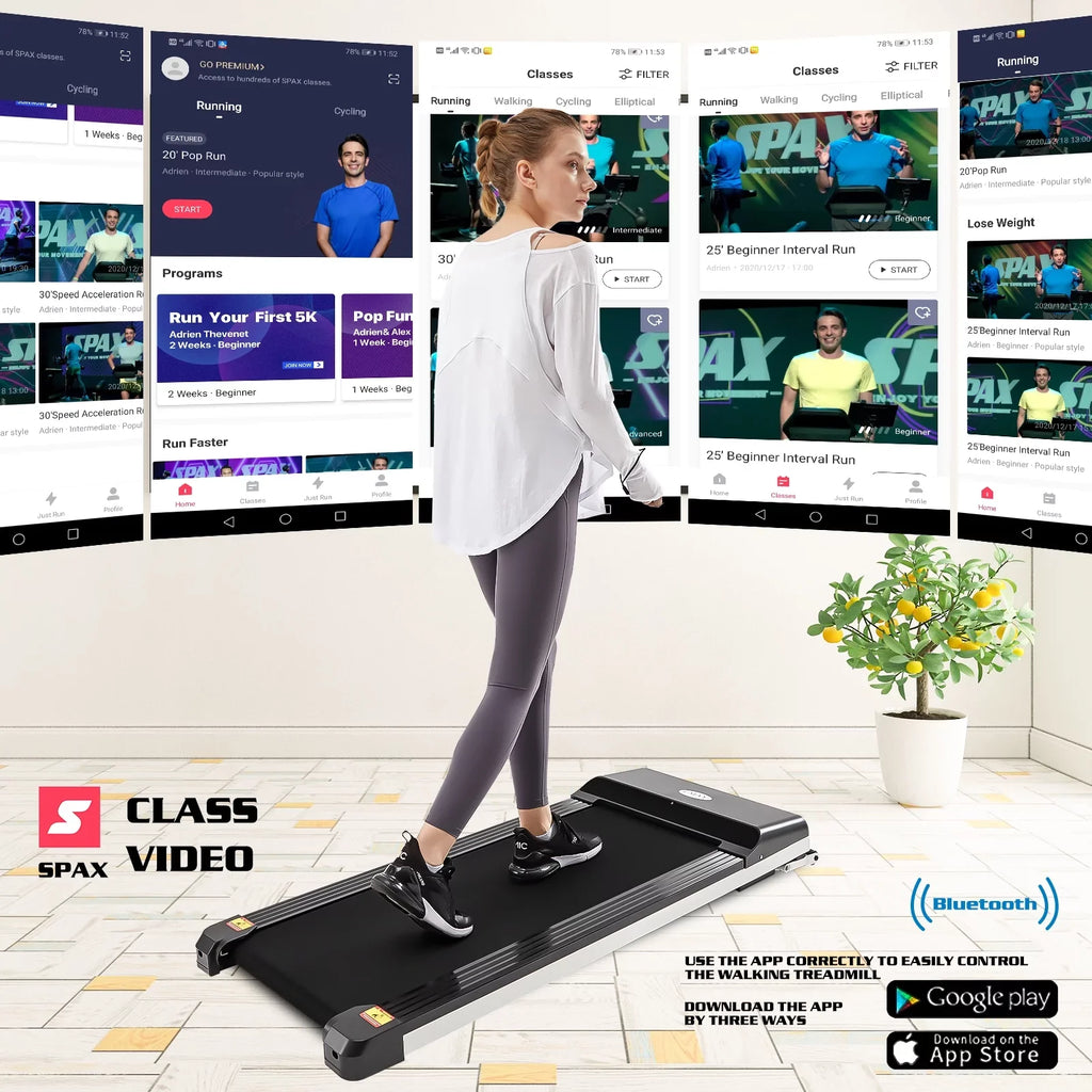 CoSoTower Portable Treadmill Under Desk Walking Pad Flat Slim Treadmill with LED Display & Sport APP, Running Machine for Apartment and Small Space without Assembling