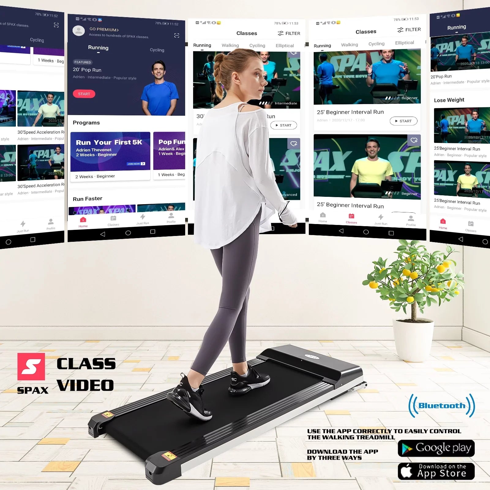 CoSoTower Portable Treadmill Under Desk Walking Pad Flat Slim Treadmill with LED Display & Sport APP, Running Machine for Apartment and Small Space without Assembling