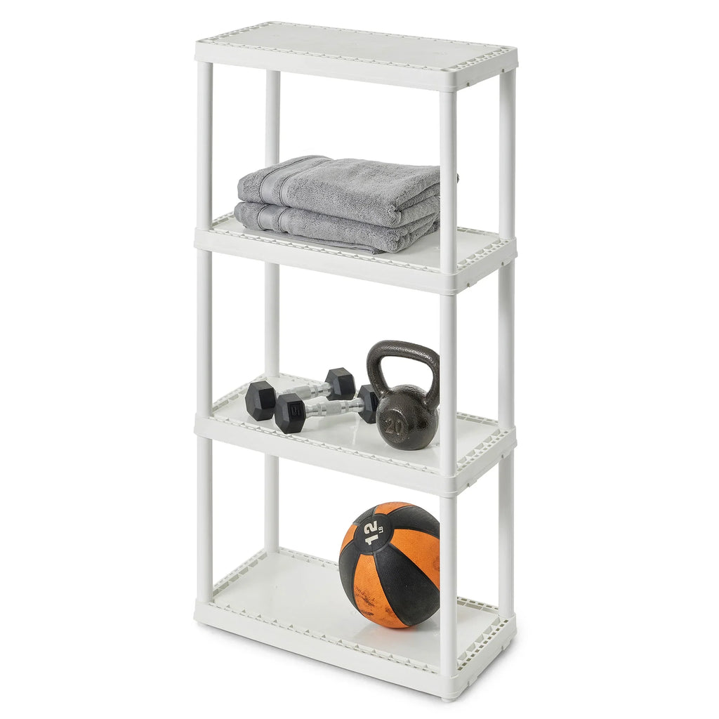 Gracious Living 4 Shelf Set Height Light Duty Storage Unit, White (2 Pack)