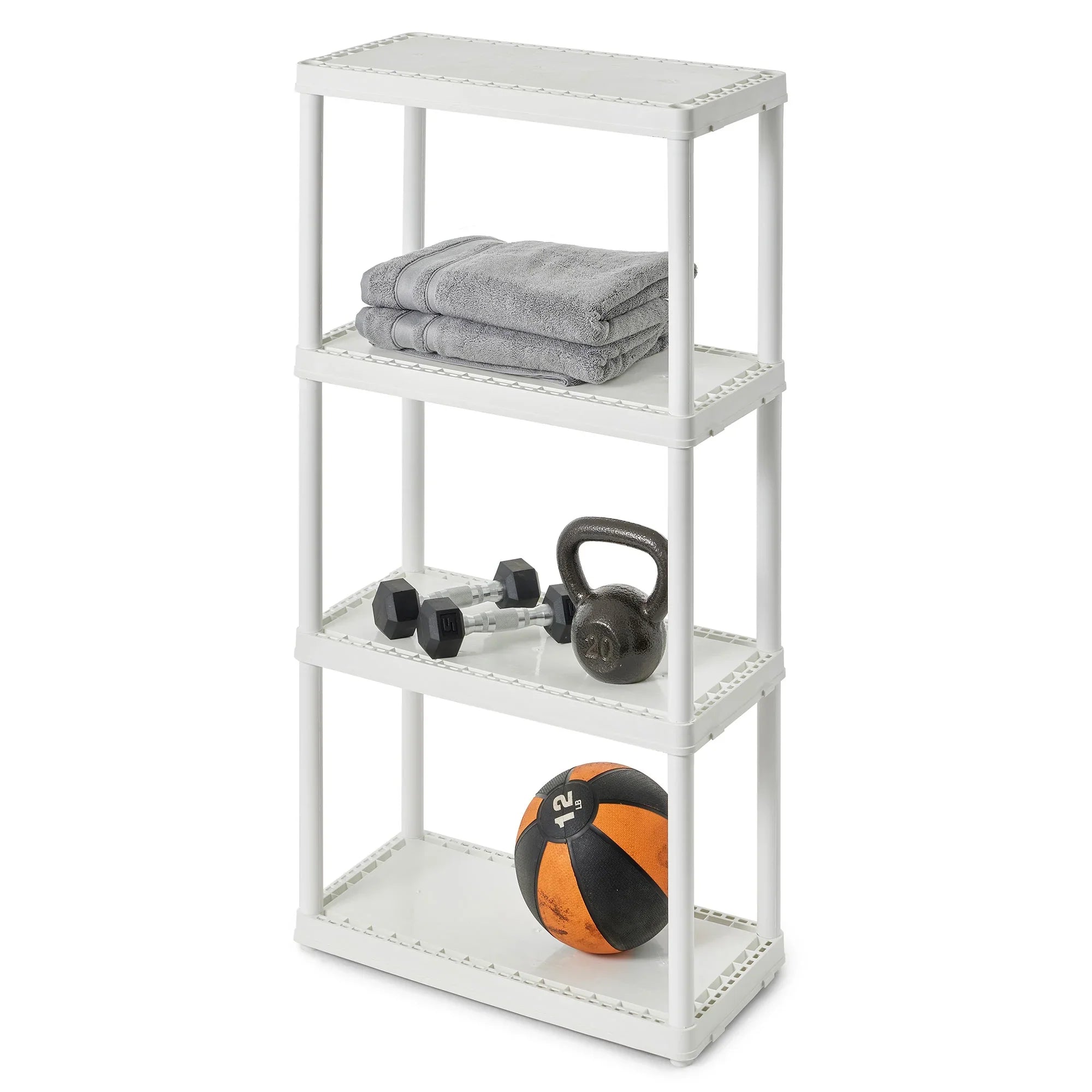 Gracious Living 4 Shelf Set Height Light Duty Storage Unit, White (2 Pack)