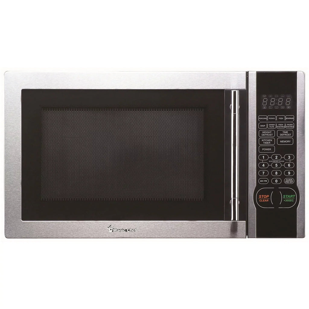 Magic Chef New1.1- Cu. ft. 1000W Countertop Microwave Oven with Stylish Door Handle, Stainless Steel