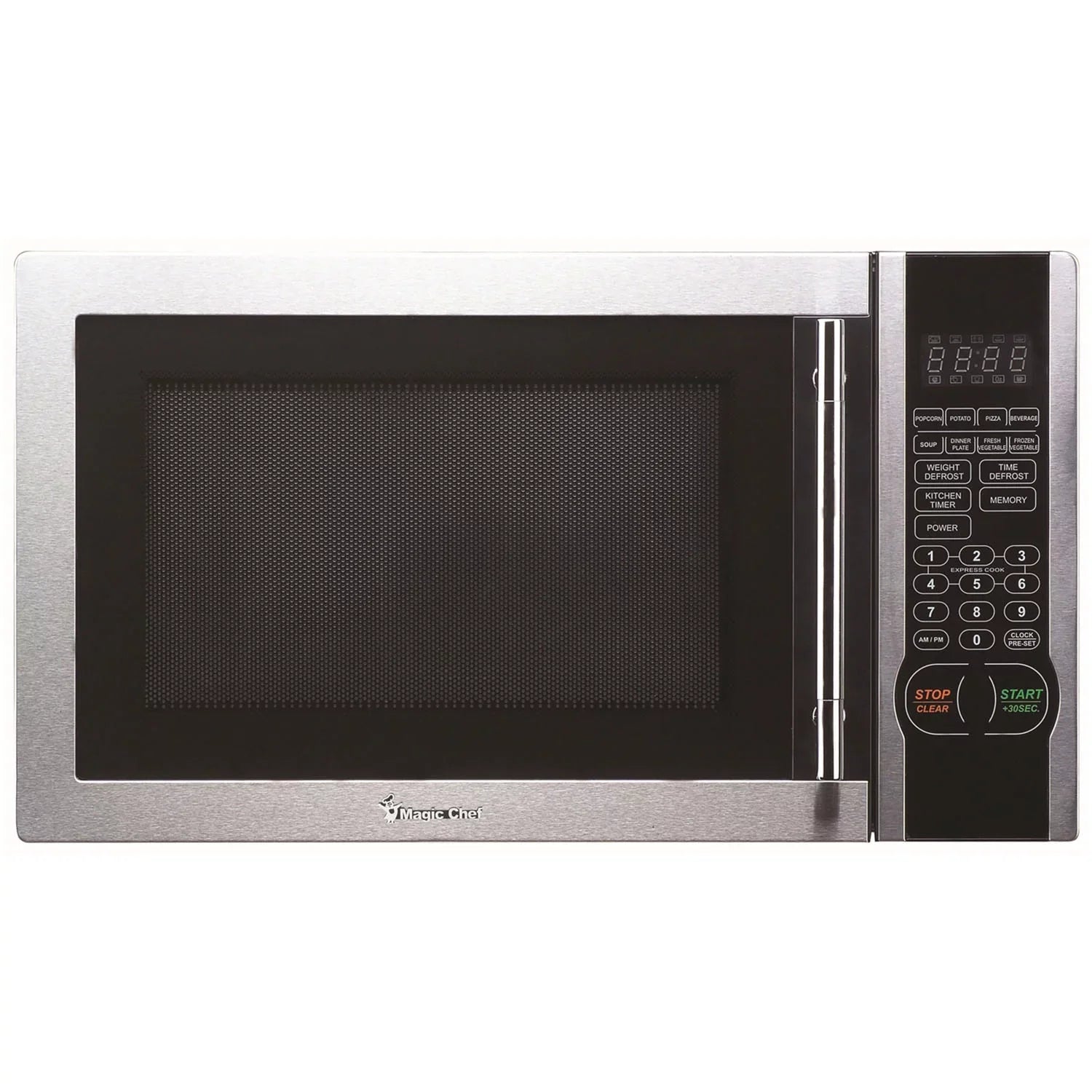 Magic Chef New1.1- Cu. ft. 1000W Countertop Microwave Oven with Stylish Door Handle, Stainless Steel