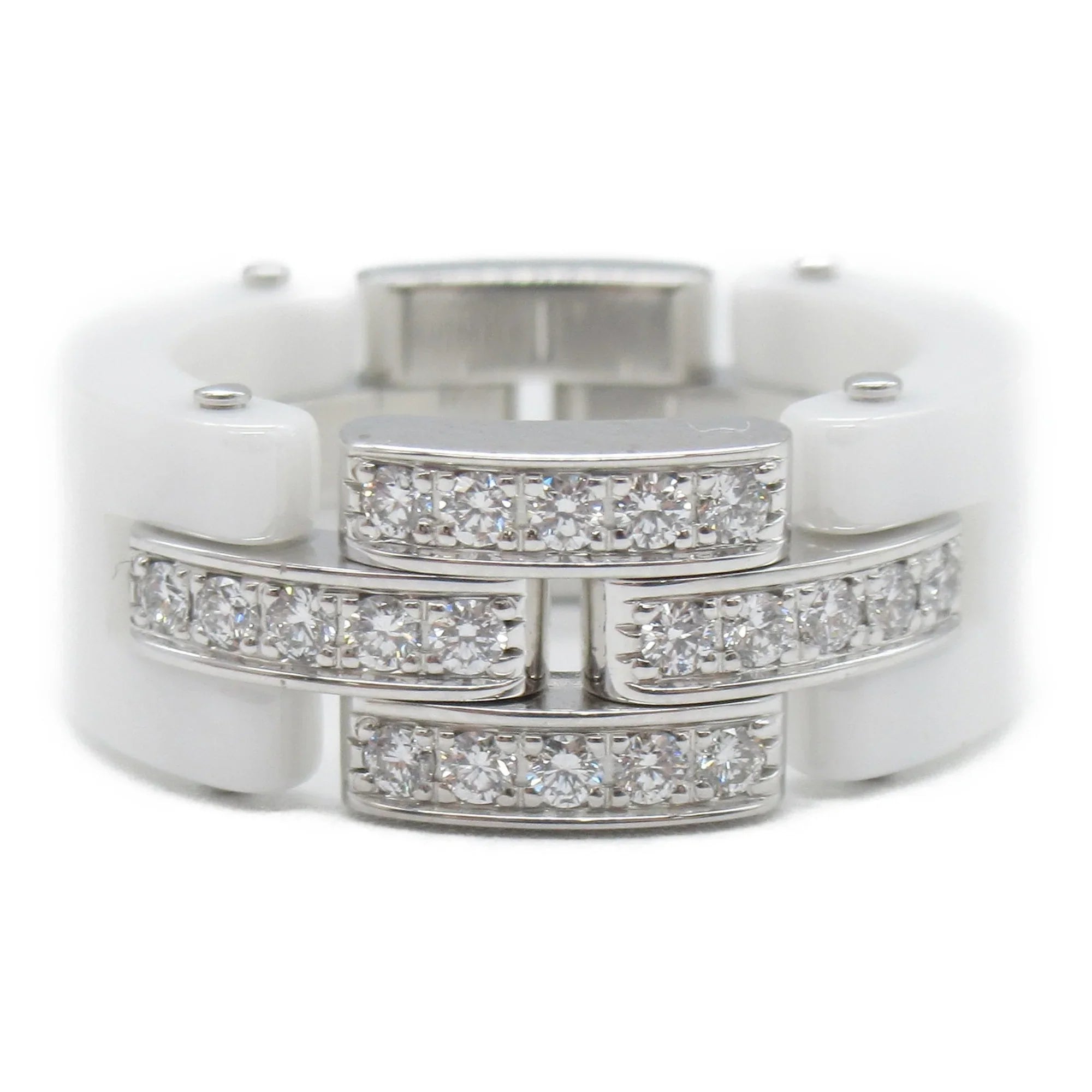 Pre-Owned CARTIER Mayon PANTHERE diamond ring Ring White Clear K18WG(WhiteGold) diamond White Clear (Good)