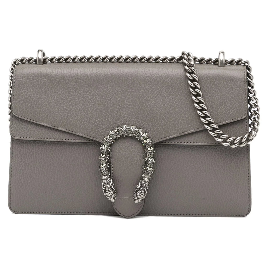 Pre-Owned Authenticated Gucci Small Dionysus Shoulder Bag Calf Leather Gray Unisex (Good)