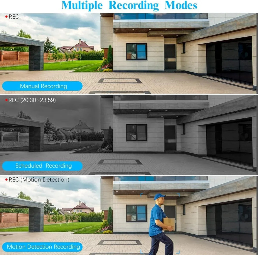 {100% Wireless Solar Security Camera System}, 6pcs 2K 3.0MP solar cameras with 8-channel NVR, Wire-free Home Surveillance system, 2TB Hard Drive pre-installed by OOSSXX