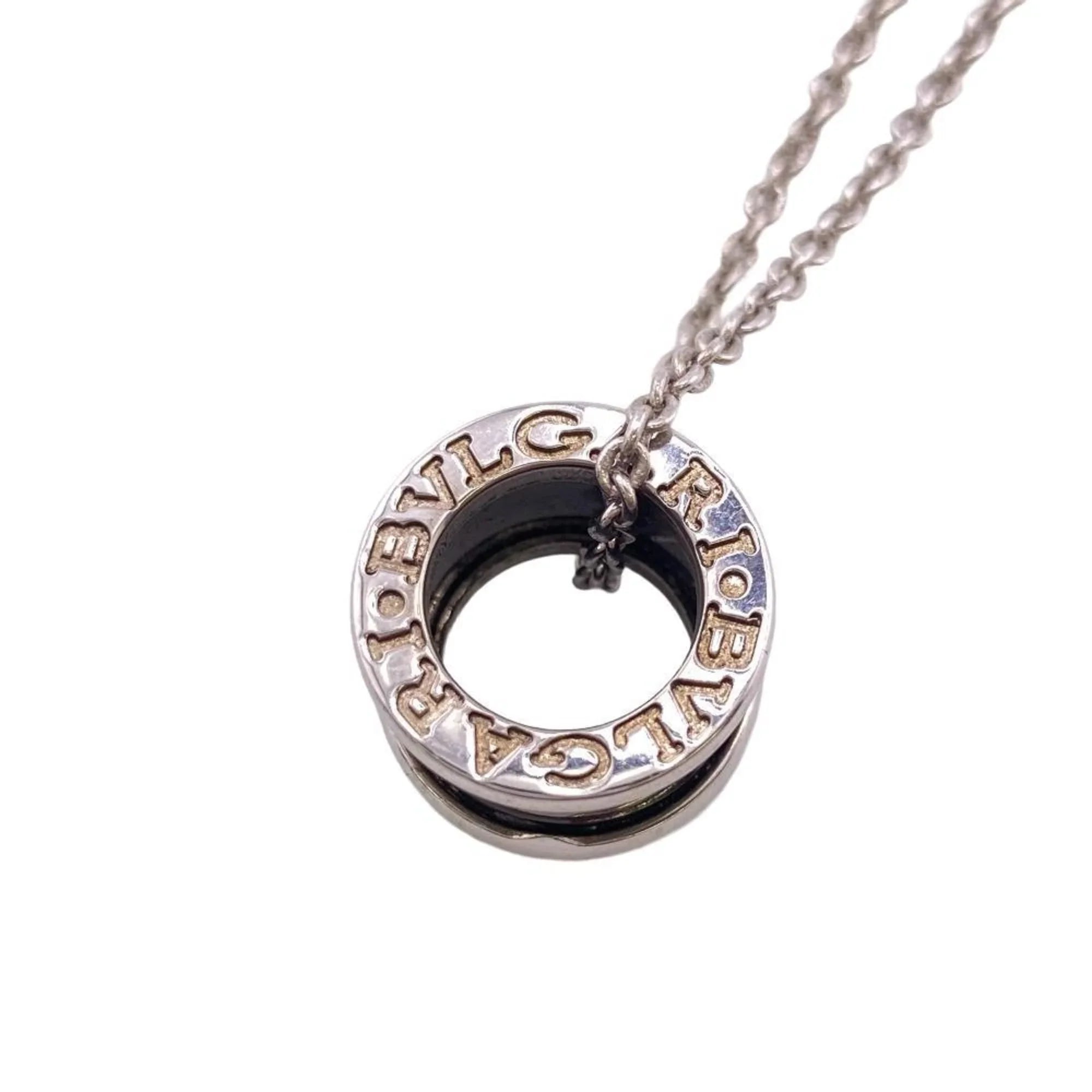 Pre-Owned BVLGARI B. Zero One 925 Save the Children Charity Necklace Black Men's Women's Z0005229 (Fair)