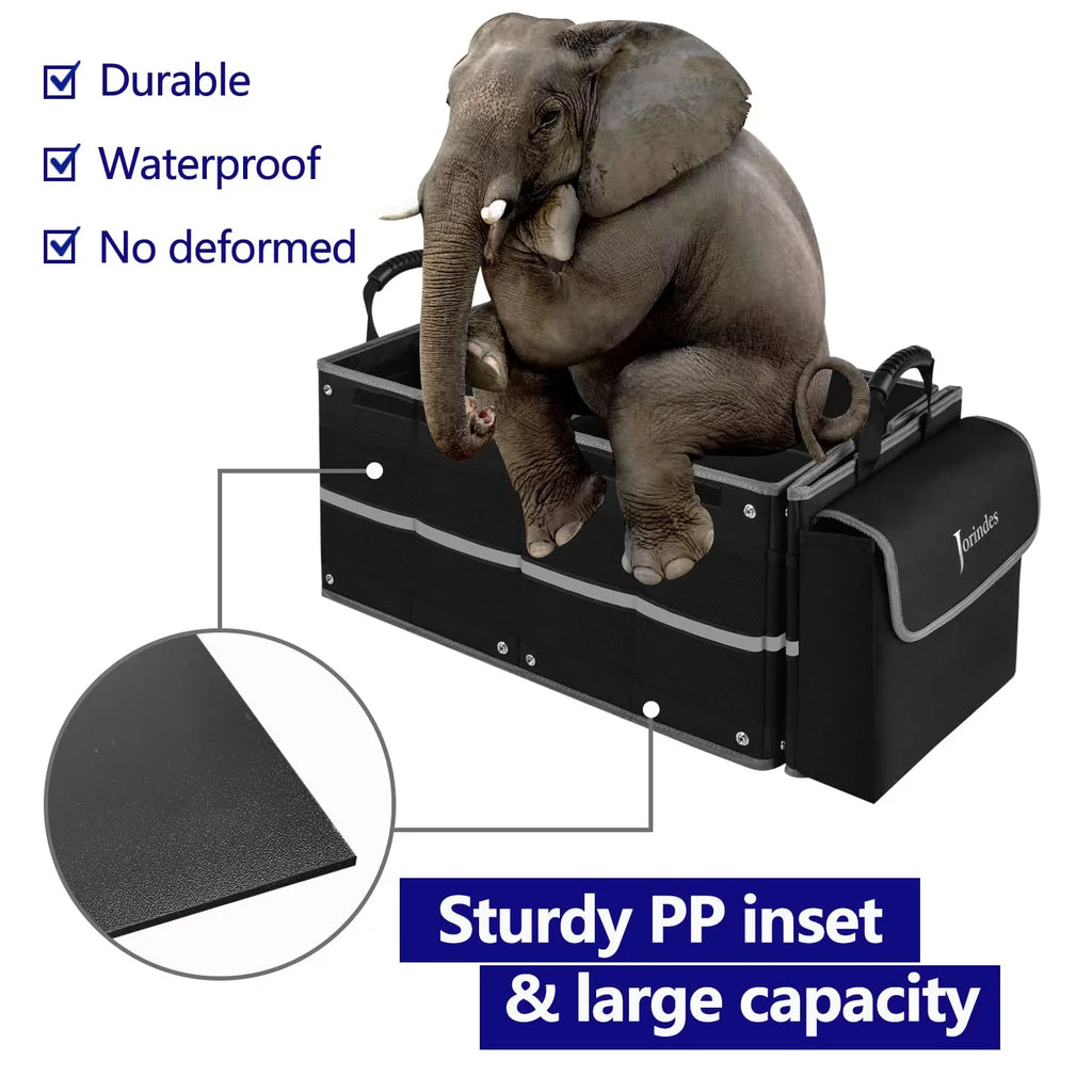 Trunk Organizer for Car with Insulated Leak proof Cooler Bag, Collapsible Liquid Car Organizer 3 Compartments Suitable for Vehicle Sedan, Suv, Truck,Van