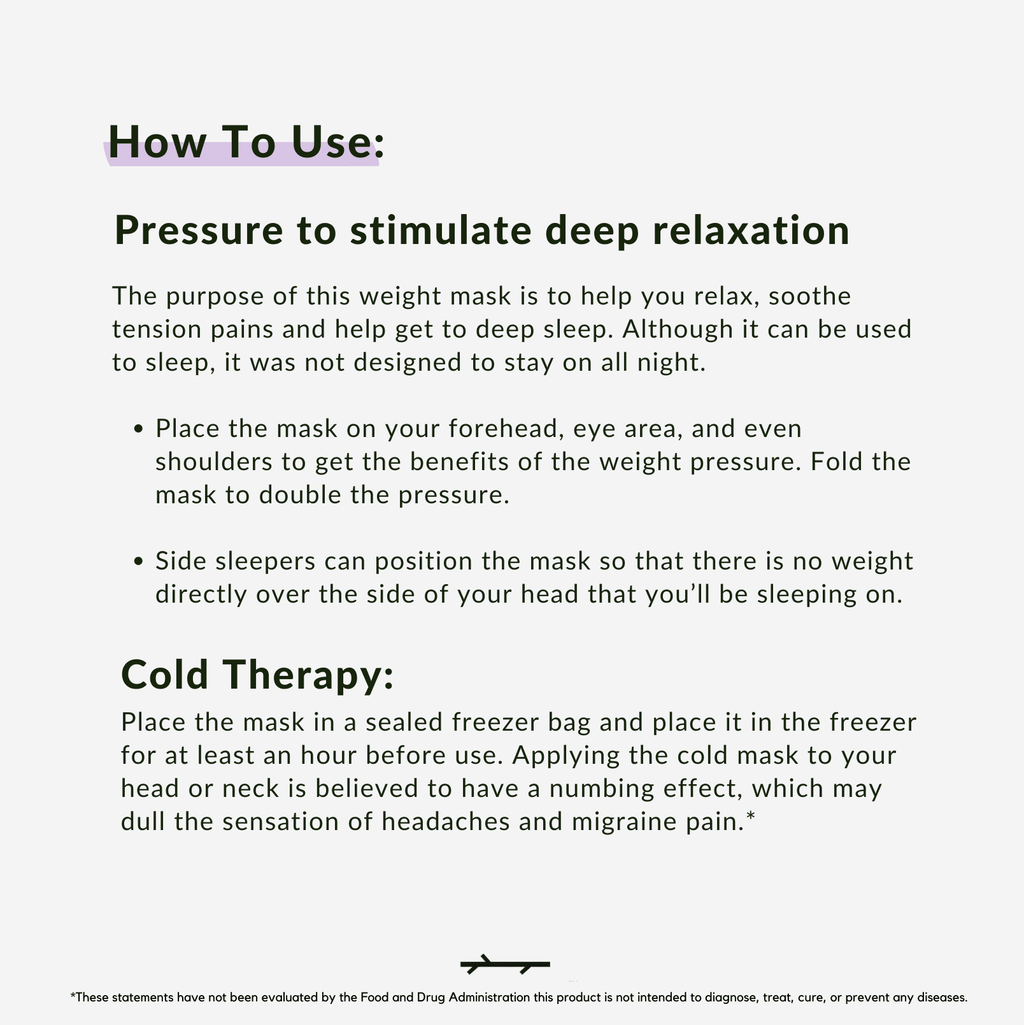 Heavy Weighted Eye Face Mask Deep Pressure Stimulation to Help with Pain Relief, Puffy Eyes, Migraine and Prepare for Sleep Blocks Light BPA Bead Filled and Lavender Black