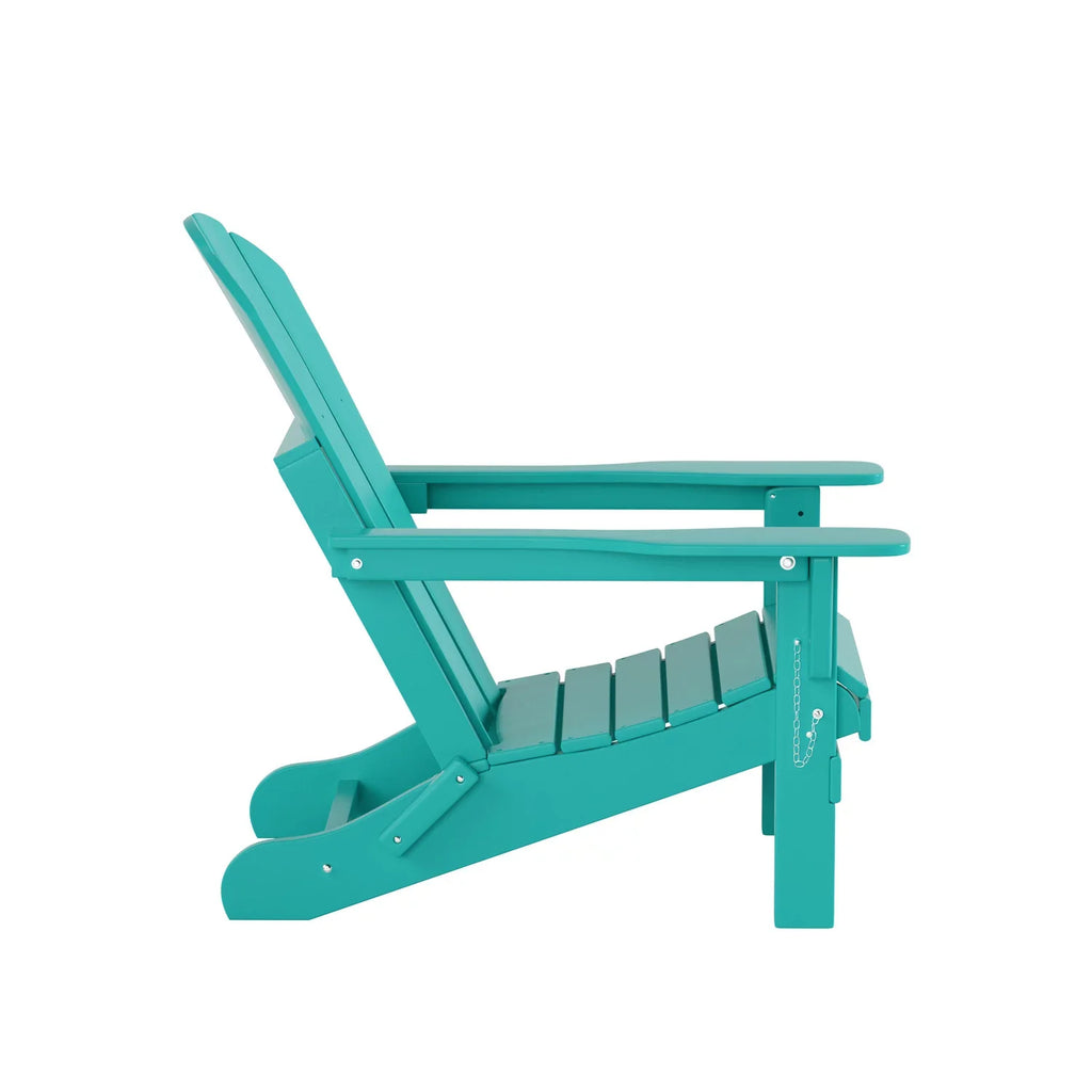 EXTRA PLATINUM Classic Outdoor Patio Folding Poly Adirondack Chairs (Set of 4), Turquoise