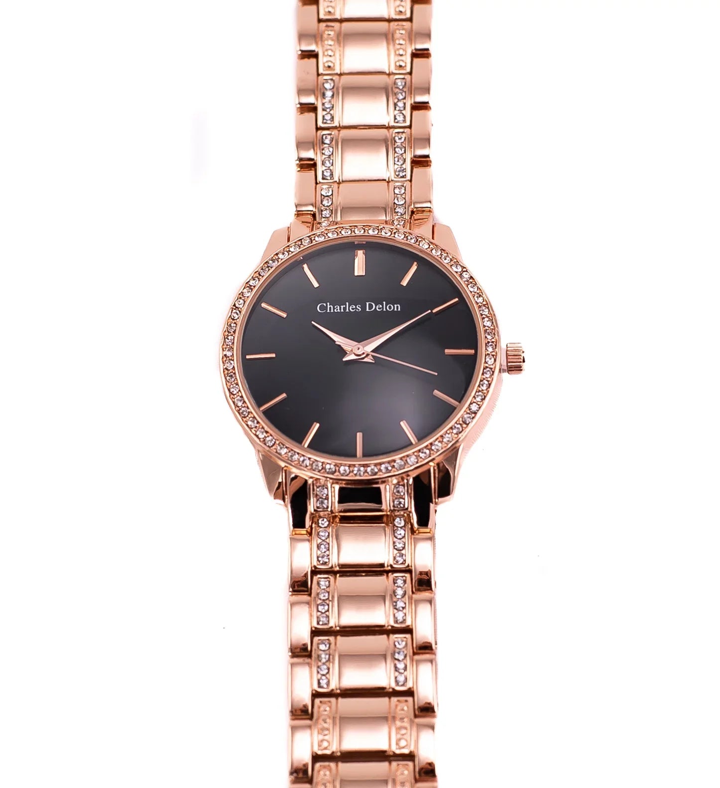 Charles Delon Women's Watch 5855 LRBW Rose Gold/Black Stainless Steel Quartz