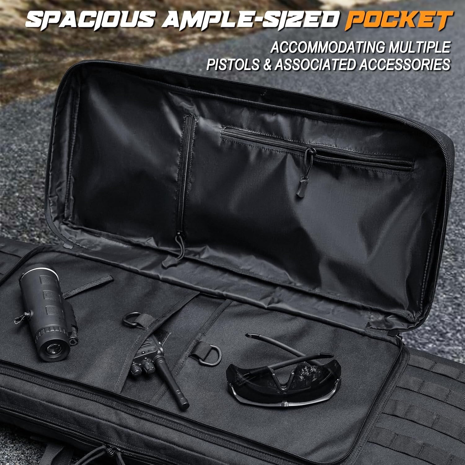 Wossspt Gun Bag Soft Double Gun Case for Outdoors Black 42 Inch