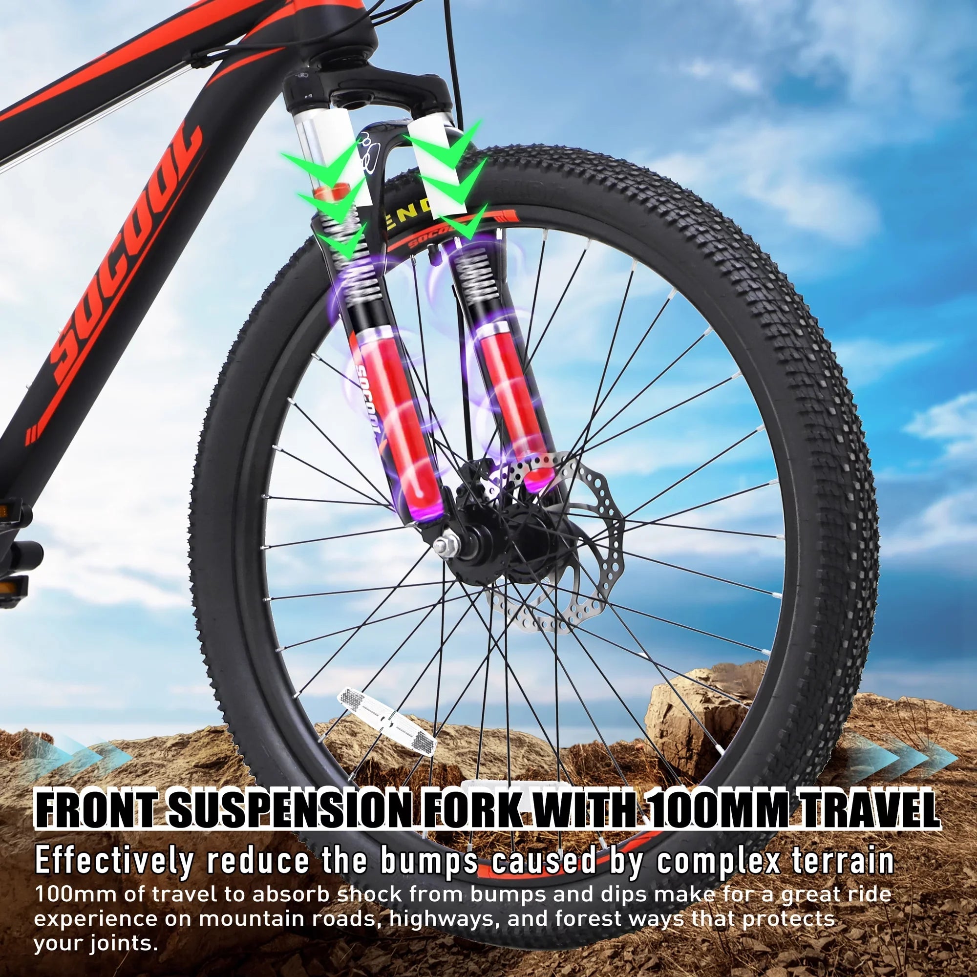 Mountain Bike 21 Speed 26 Inches Dual Suspension Folding Bike Dual Disc Brake MTB Bicycle, Black, BK2231YZ