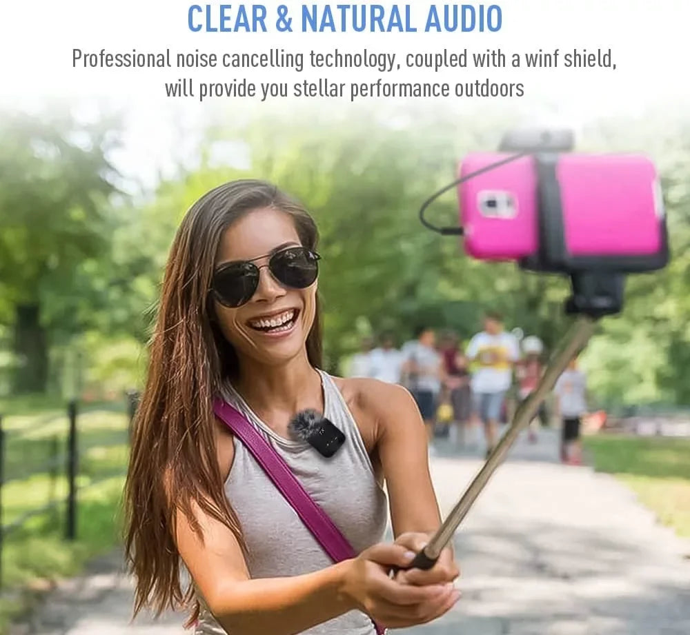 NEWWARE Wireless Lavalier Microphone for Camera/iPhone/iPad/Android/PC,2.4GHz Wireless Microphone System with Transmitter & Receiver,Clip-on Microphones,Lapel Mic 165FT 8H for Vlog Live Stream YouTube