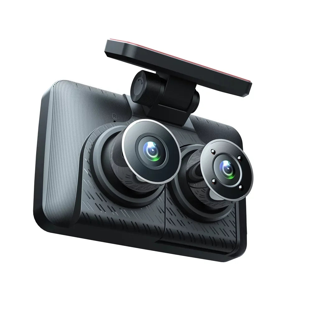 Ametoys 3 Cameras Dash Cam 4in Clear Car Rearview Mirror Car Video Recording Wide Angle Car Recorder Auto Safety Driving Recorder