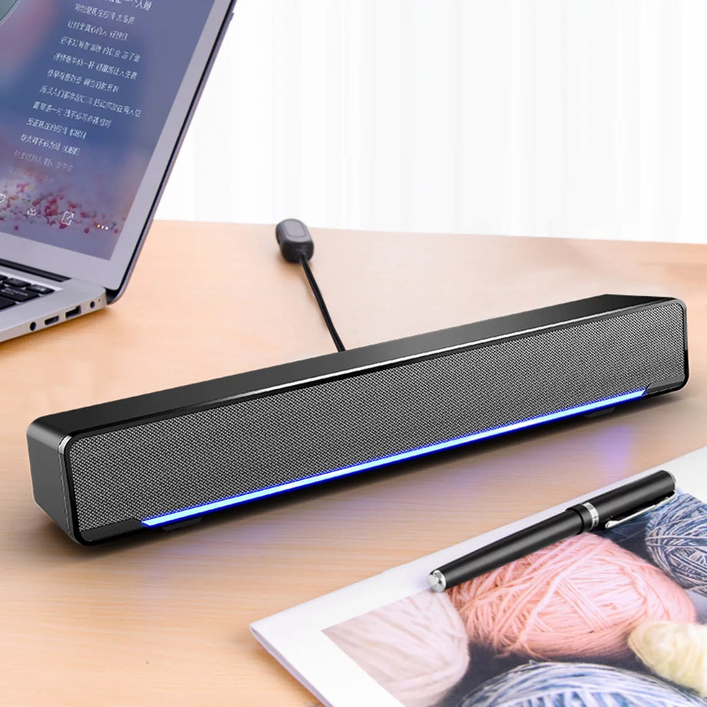 Carevas V-196 USB Wired Computer Speaker Bar Stereo Subwoofer Powerful Music Player Bass Surround Sound Box 3.5mm Audio Input for PC Mobile pc Smartphone Tablet MP3 MP4