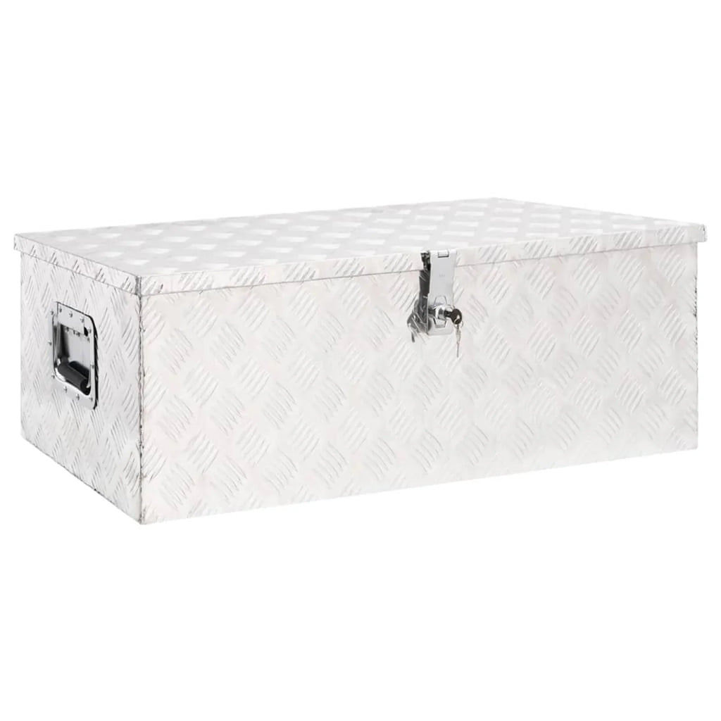 Anself Aluminum Tool Box Truck Toolbox Lockable Underbody Organizer Storage Case Trailer Box Silver for Vehicle, Garage, Camping Trip 35.4 x 18.5 x 13.2 Inches (L x W x H)
