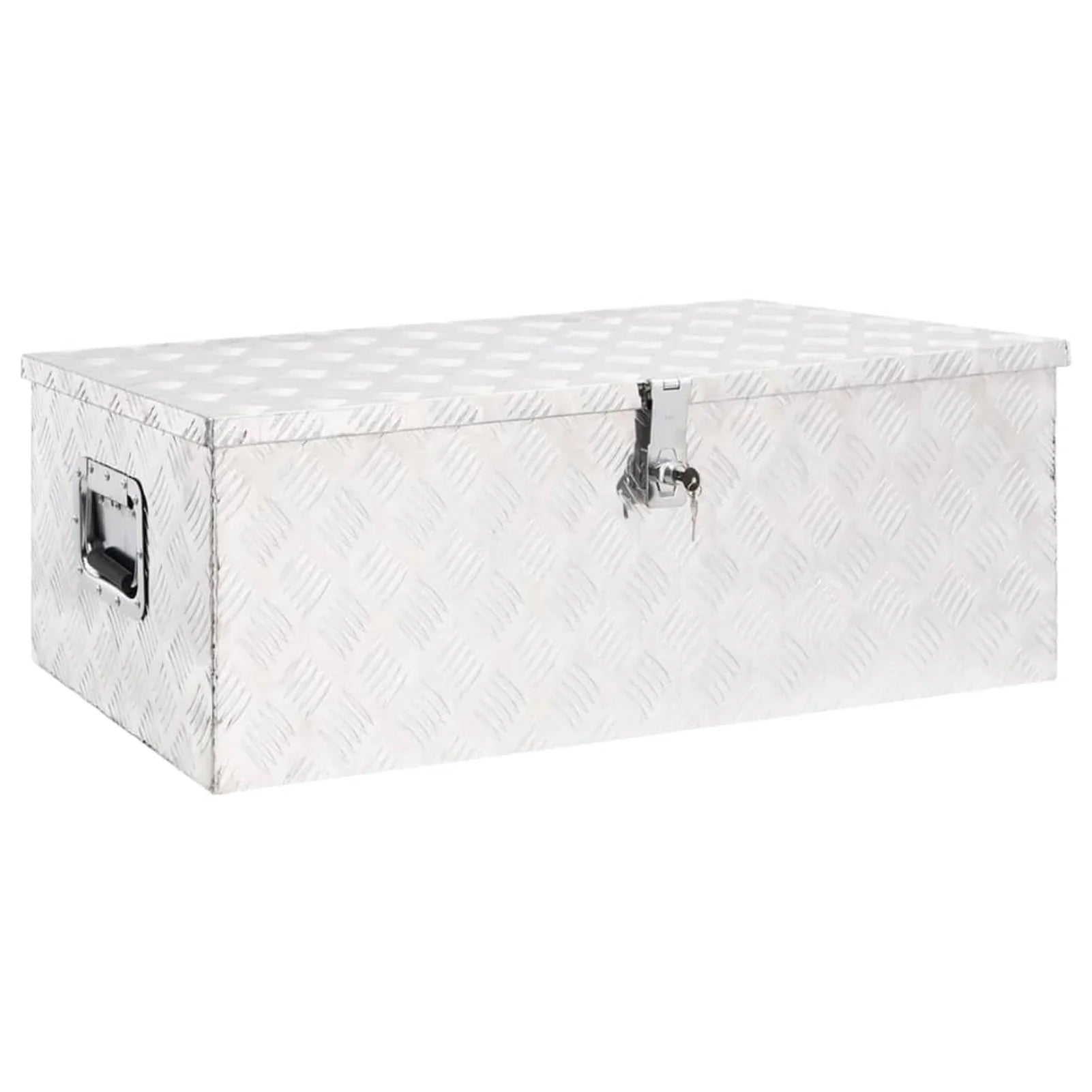 Anself Aluminum Tool Box Truck Toolbox Lockable Underbody Organizer Storage Case Trailer Box Silver for Vehicle, Garage, Camping Trip 35.4 x 18.5 x 13.2 Inches (L x W x H)