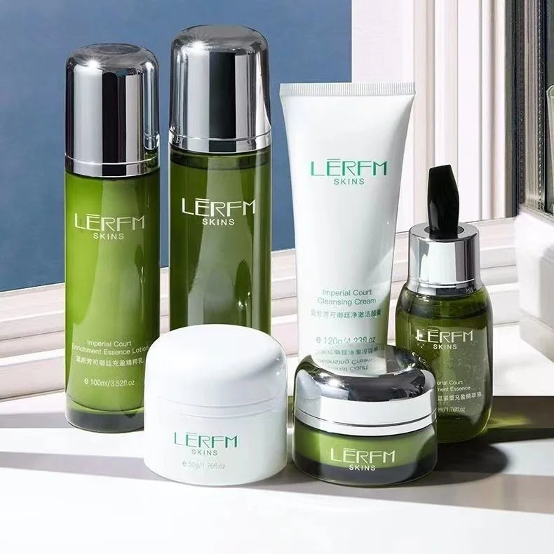 LERFM Face Skincare Set 6Pcs Deep Cleaning Pores Oil Control Toner Firming Face Serum Whitening Day Night Cream Beauty Products