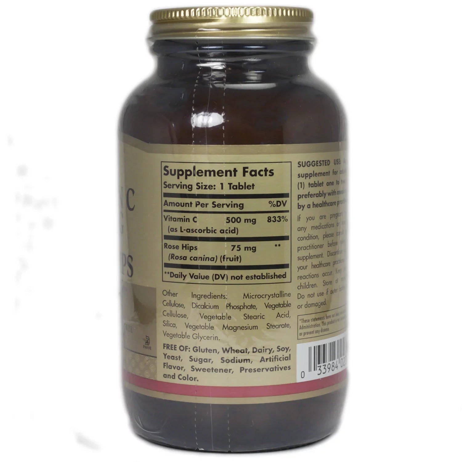 Solgar Vitamin C with Rose Hips, 500 mg, 250 Tablets
