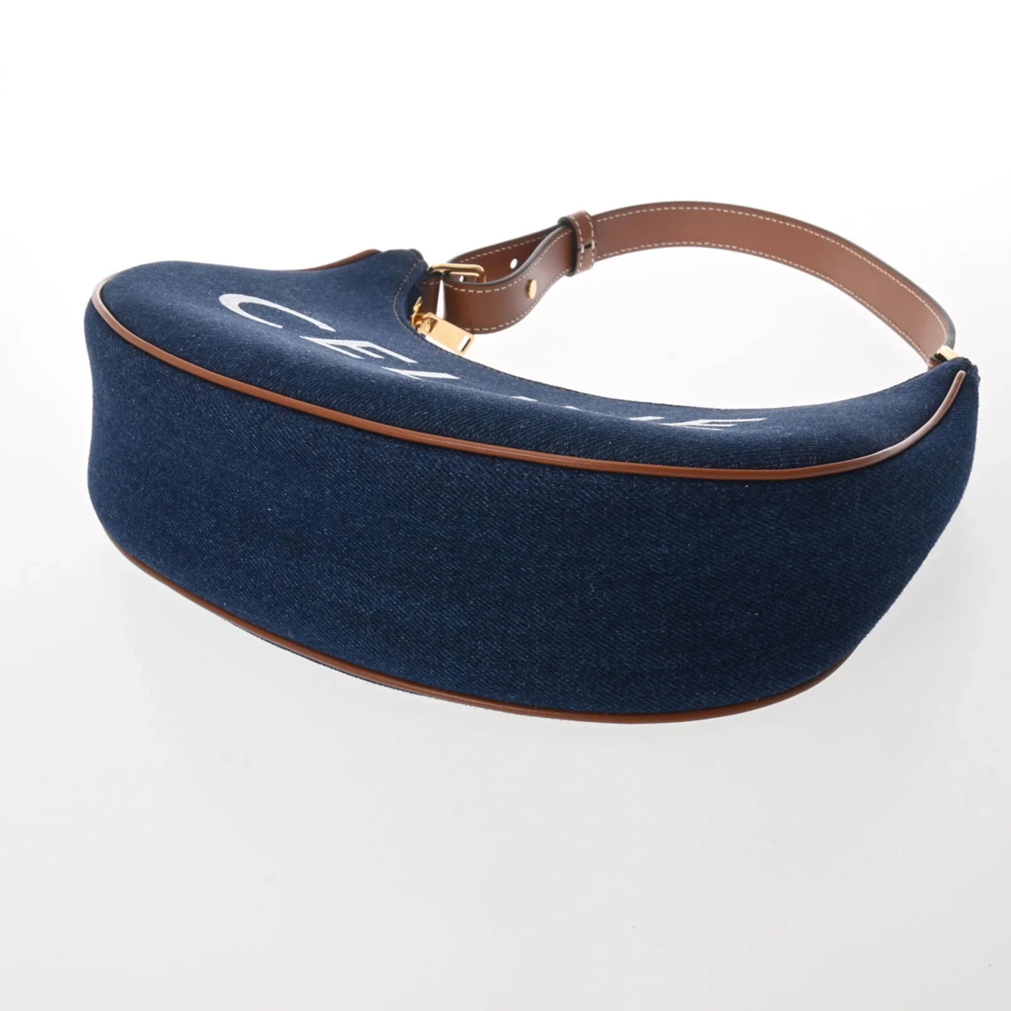 Pre-Owned CELINE Ava Blue 193952DKA Women's Denim Leather Handbag (Like New)