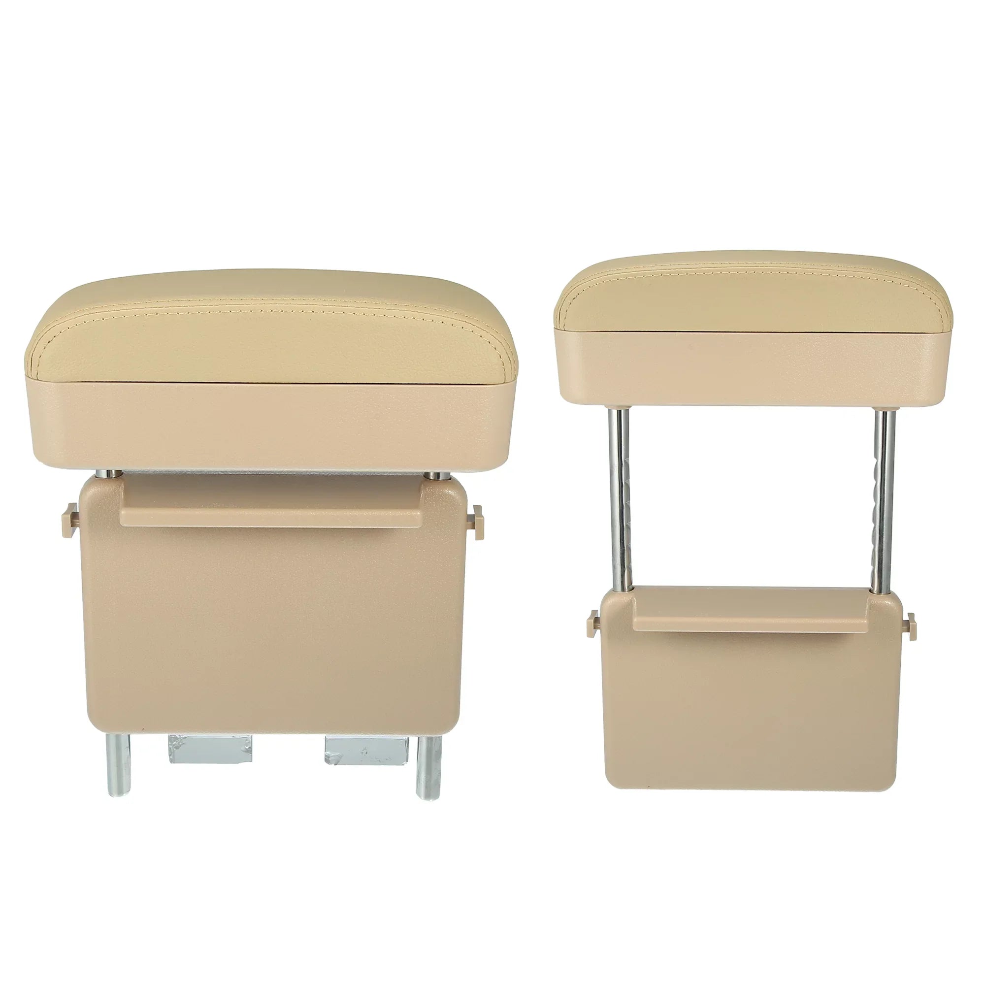Car Center Armrest Extender Box Seat Gap Adjustable Armrest Storage Organizer Box Armrest Beige PU Leather