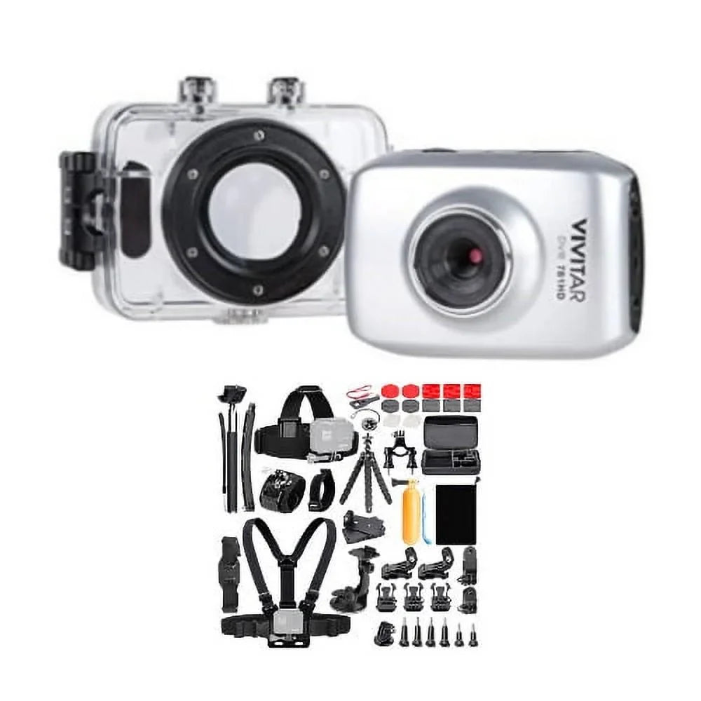 Vivitar DVR781HD Action Cam with Fluid Case and 50-In-1 Action Camera Kit