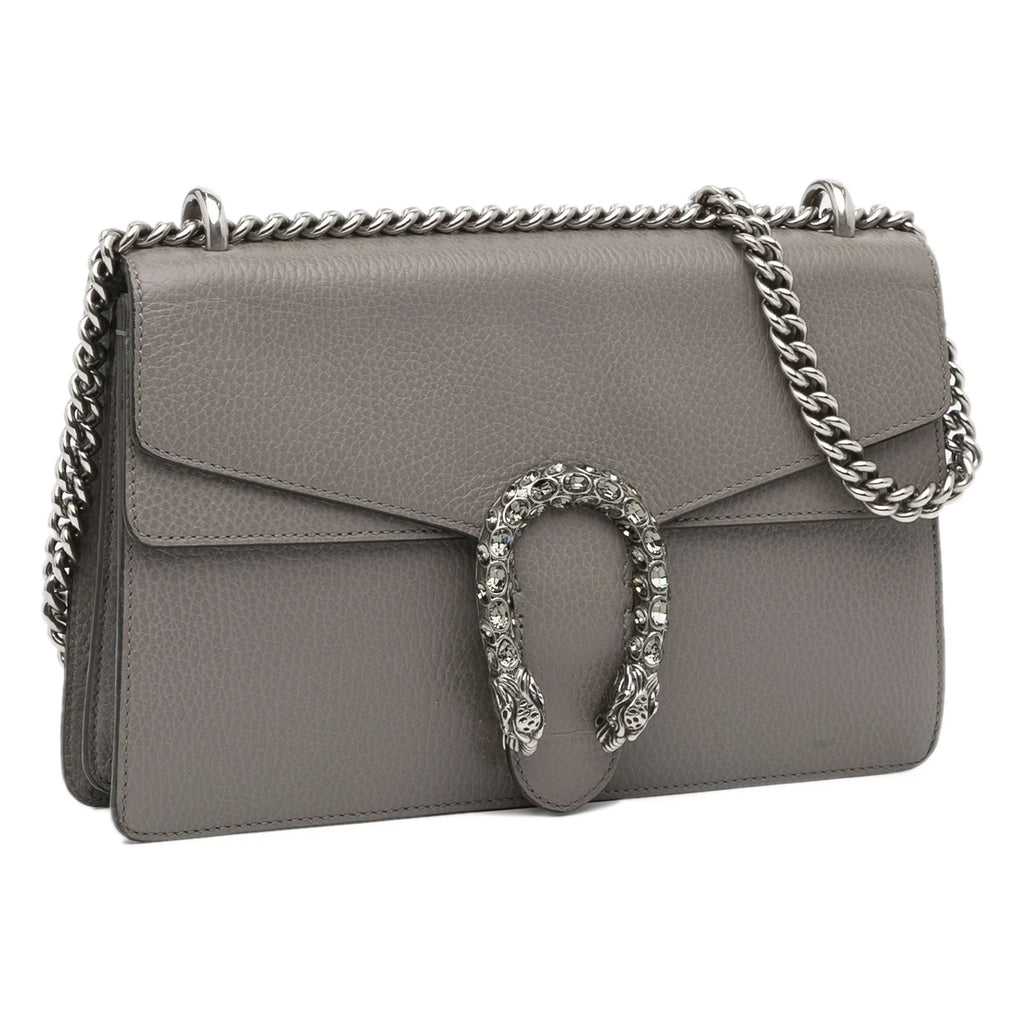 Pre-Owned Authenticated Gucci Small Dionysus Shoulder Bag Calf Leather Gray Unisex (Good)
